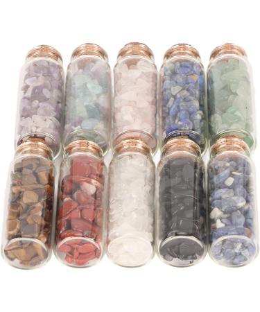 Healing Stone Bottles - 10 Pack Chakra Crystals for DIY - Vibrant Color Healing Gemstone Bottles - Buy Online on GoSupps.com