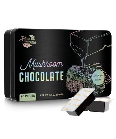 Atherionyxora Functional Mushroom Chocolate Mushroom Supplement with Lion s Mane Reishi Cordyceps Chaga Maitake & Turkey Tail | for Energy Focus Cognition & Mood | Vegan 20 Pieces