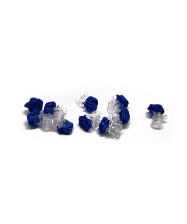 10 x roses on hair clip - bridal hair accessories - rose hair clips - blue 10 pieces (1 pack) blue