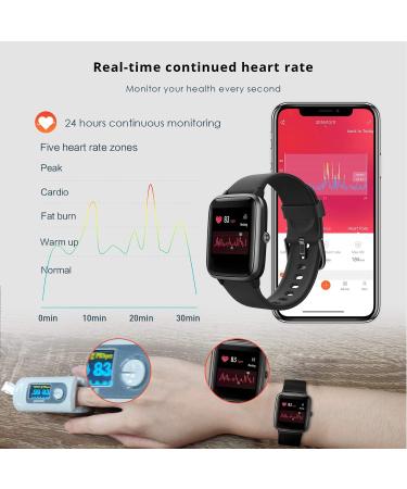Fitpolo Smart Watch - 1.3 Color Touch Screen - Heart Rate Monitor - IP68 Waterproof - Fitness Tracker - Step Counter - Sleep Monitor - Pedometer Watch for Women Men Kids - Black - Buy Online on GoSupps.com