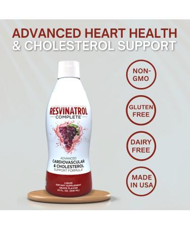 Resvinatrol Complete 32 Fl. Oz. Advanced Liquid Cardiovascular & Cholesterol Support Formula Liquid Resveratrol Supplement Promotes Healthy Aging Heart Health & Energy Levels - Buy Online on GoSupps.com