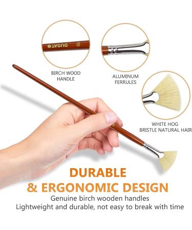 DUGATO Artist Fan Paint Brush Set - 7 Anti-Shedding White Hog Bristle Brushes for Acrylic, Watercolor, Oil Painting - Long Wooden Handle for Comfort - Buy Online on GoSupps.com