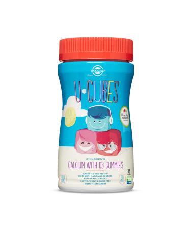 Solgar U-Cubes Children's Calcium With D3 Pink Lemonade Blueberry Strawberry Flavors 60 Gummies