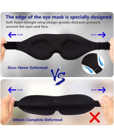 Sleep Eye Mask for Men Women - 3D Contoured Cup Sleeping Mask Concave Molded Night Eye Mask for Sleeping Block Out Light Soft Comfortable Sleep Mask for Yoga Nap Travel Black - Buy Online on GoSupps.com