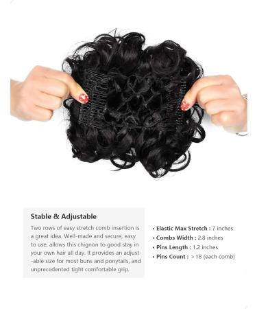 Yamel Curly Bun Scrunchie Hairpiece in Black | Synthetic Updo Combs Chignon Extension for Women - Buy Online on GoSupps.com