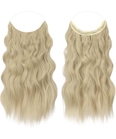 FESHFEN Invisible Wire Hair Extensions - Long Wavy 20 Inch Ash Blonde - Adjustable Size - 2 Secure Clips - Synthetic Hair Headband for Women - Buy Online on GoSupps.com