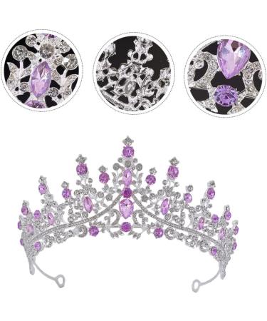 Purple Crystal Crown Tiara for Bridal Women Tiara Bridal Headpieces for Party Wedding Bridal Headband Bride Headdress Bridal Tiara Shiny Headband Wedding Bridal Hair Decor Tiaras 18X18CM Silver - Buy Online on GoSupps.com