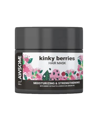 Flawsome Kinky Berries Moisturizing & Strengthening Hair Mask For Very Dry  Weak  Stressed Out Hair  CG / Curly Hair Friendly  No Silicones  No Sulphates  No Parabens  Infused With Berry Extracts and Moroccan Argan Oil