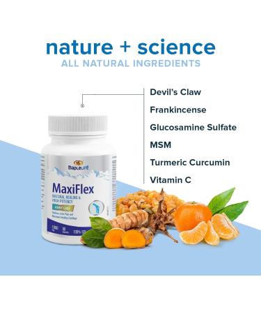 MapleLife Nutrition - MaxiFlex - Joint Care Supplement with Glucosamine Sulfate MSM Turmeric Curcumin and Boswellia - Joint Pain Relief - Anti Inflammatory - Maintain Cartilage - Natural Healing & High Potency - 1000 mg - 90 Capsules - Buy Online on GoSupps.com