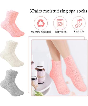 3 Pairs Aloe Vera Moisturizing Socks - Spa Treatment for Dry Feet Non-Slip Fleece Foot Care Socks for Women - Overnight Repair for Cracked Heels - Buy Online on GoSupps.com