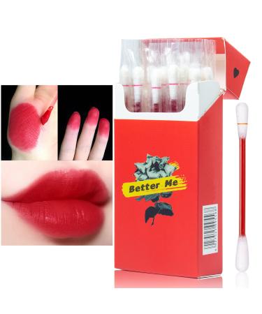 PASNOWFU 20 Pcs/Set of Tattoo Lipstick  Cotton Swab Lipstick  Tattoo Lip Stain Tattoo Lipstick Cotton Swab  Durable Waterproof Liquid Non-Stick Lipstick  Easy to Carry(Color : Haze red)