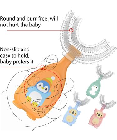 BDSHUNBF Children's U-Shape Toothbrush Set - 4 Soft Silicone Brushes for 2-6 Years 360 All-Round Cleaning & Cartoon Design - Buy Online on GoSupps.com