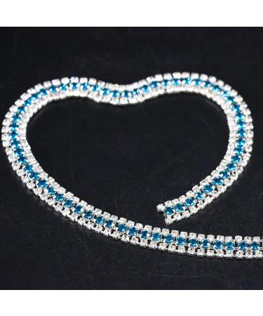 Jerler 3 Rows Rhinestone Trim Close Chain - Acid Blue 5 Yards for Crafts & Wedding Decorations - Buy Online on GoSupps.com