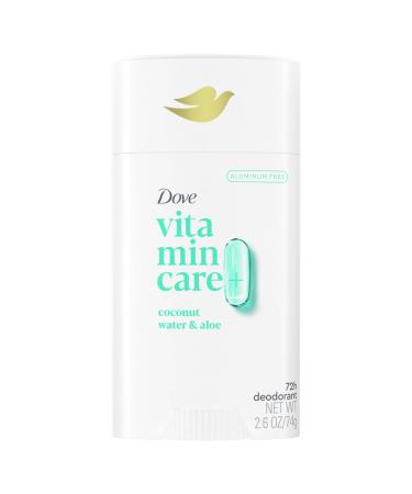 Dove VitaminCare+ Aluminum Free Deodorant Stick Coconut Water & Aloe for 72H Odor Protection Breathable Deodorant for Women 2.6 oz Coconut water + Aloe 2.6 Ounce (Pack of 1)