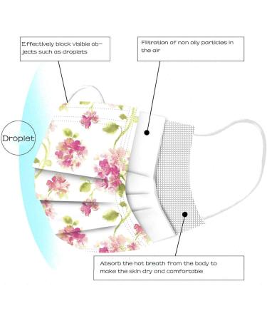 Goddess Accent 50PCS Disposable Face_Mask Tie Dye Floral Cute Cartoon Printed Face Protection Face Covering for Adults Women - Buy Online on GoSupps.com