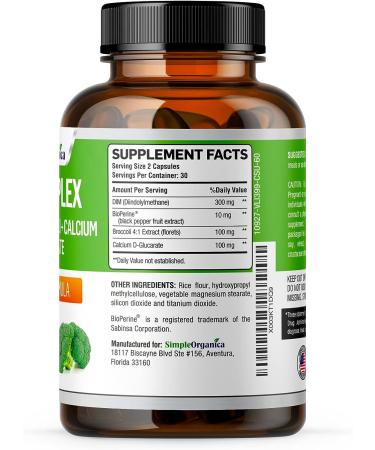 Organica DIM Supplement 300mg for Hormone Balance in Men and Women - With BioPerine, Broccoli, Calcium D Glucarate - Menopause, PMS Relief, Estrogen Balance, PCOS - Vegan & Non-GMO - Buy Online on GoSupps.com