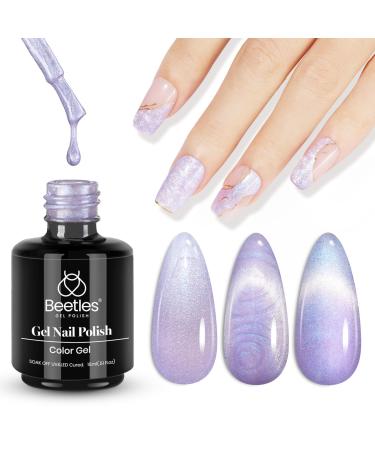 Beetles Cat Eye Gel Nail Polish 1 Pcs 15ml Glowing Charm Gel Blue Purple White Pearl Chrome Gel Nail Polish Color Soak Off UV LED Nail Lamp Needed Gift for Her A-Glowing Charm 1 Fl Oz (Pack of 1)
