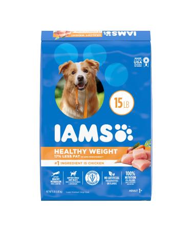 Iams Adult Dry Dog Food for Healthy Weight, Chicken Adult 15 Pound (Pack of 1)