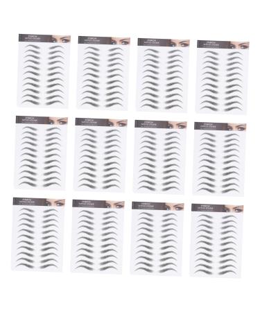 Housoutil Black Makeup 12 Sheets Waterproof Eyebrow Stickers Imitation Eyebrow Sticker Eyebrow Tool Make up 3d Makeup Tools