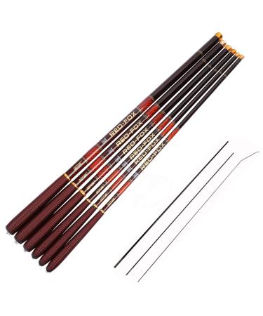 Goture//Telescopic Tenkara Fishing Rod//Ultralight Travel Fishing Rod,Portable Collapsible Bass Crappie Rod,1 Piece Carbon Fiber Inshore Stream Trout Pole 10 12 15 18 21 24 Free Tip Set(Top 3 Segment) 1 Piece RED-FOX,Red 2
