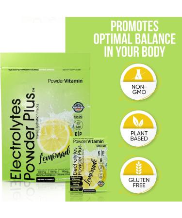 PowderVitamin Electrolytes Powder Plus Keto Lemonade Zero Sugar 1000mg Potassium 120mg Calcium 120mg Magnesium Non-GMO Zero Calories 30 Hydration Packets Lemonade 7.5 Ounce (Pack of 1) - Buy Online on GoSupps.com