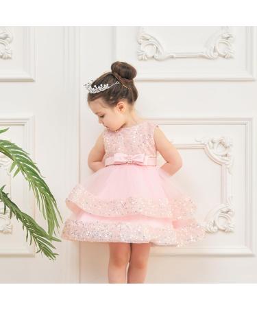 Miipat Baby Girl Sequin Tulle Party Dress 4-5 Years Pink | Formal Princess Birthday Wedding Pageant Toddler Girls Dress - Buy Online on GoSupps.com