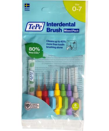 Tepe Interdental Brushes Extra Soft Mixed (ISO Sizes 1-6) - Pack of 8 Colorful Interdental Brush Heads with Holder - International Shipping Available - Buy Online on GoSupps.com