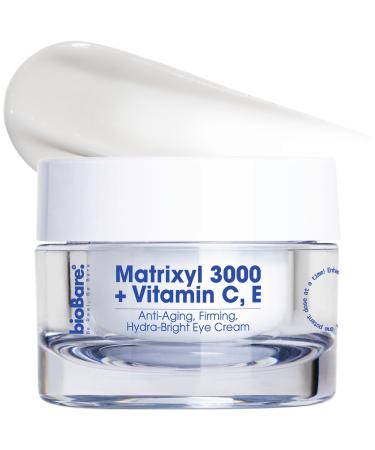 bioBare Matrixyl 3000 + Vitamin C & E Eye Cream Anti-Aging Peptide Eye Treatment for Wrinkles Dark Circles & Puffiness Hydrating Cream with Hyaluronic Acid AHAs & Botanical Oils 15ml