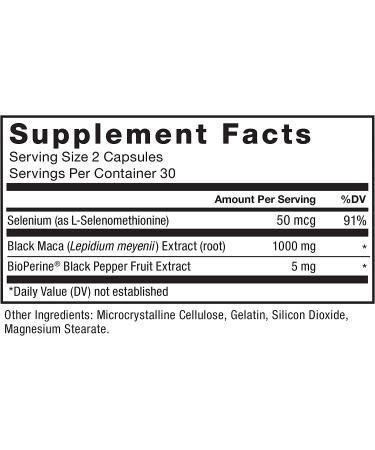 Black Maca Root Vitality Supplement for Men - 1000mg 60 Capsules - Natural Maca Negra Extract - Superior Absorption and Power - Force Factor Fundamentals Series - Buy Online on GoSupps.com