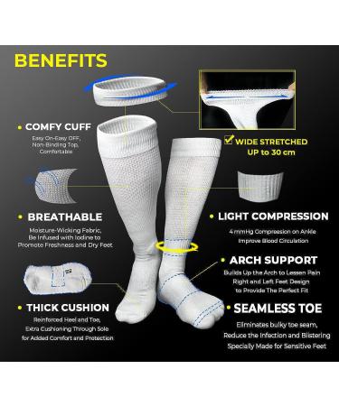 Magic Sport Light Compression Diabetic Crew Socks - Unisex Medium White - Buy Online on GoSupps.com