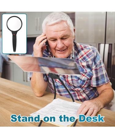 5X Hands-Free Magnifying Glass for Neck Wear 6.7" x 9.5" Larger Full Page Magnifying Lens with 10X Foldable Handheld Magnifying Glass for Seniors and Low Vision Person (White) - Buy Online on GoSupps.com