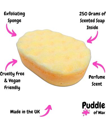 Lady Millionaire Exfoliating Soap Sponge - 250g - Moisturising Shea Butter - Perfume Scent - Vegan Friendly - Puddle of Wax - Made in The UK - Buy Online on GoSupps.com