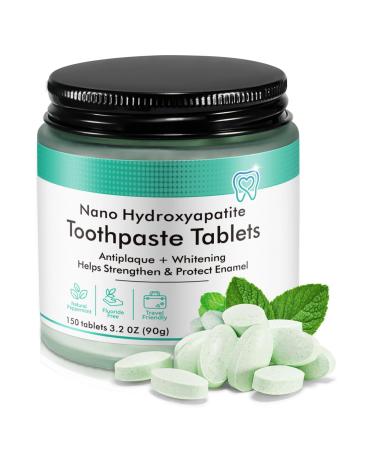 150P Toothpaste Tablets-Nano Hydroxyapatite Toothpaste Chewable Toothpaste Tablets for Sensitive Teeth Flouride&Plastic Free Friendly Travel Tabs-3.2 0Z
