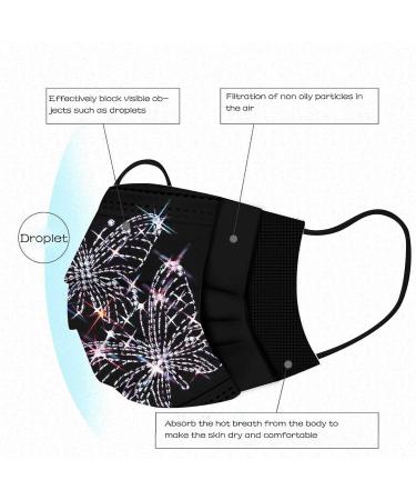 Adults Black Disposable_Face_Masks_Butterflies_Printed_Face_Cover Non-Woven Fabric Comfotable for Outdoor Daily Protction - Buy Online on GoSupps.com