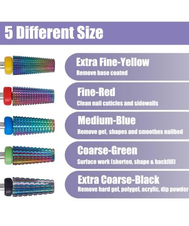Yakamoz 5Pcs Carbide Nail Drill Bits Set Professional E-File Bits for Acrylic Nails & Gel Polish 3/32 Inch Shank 2 Way Rotate - Buy Online on GoSupps.com
