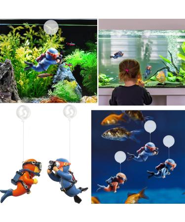 Meiso 2-Piece Floating Aquarium Decoration - Colorful Diver Ornaments for Fish Tanks | Unique Accessories in Orange & Blue - Buy Online on GoSupps.com