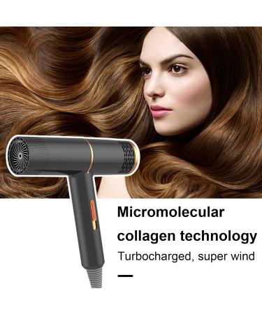 Automatic Overheating Protection Hair Dryer with Double Collagen Blue Light 800w High-power Negative Ion Care Blow for Mute Quick Drying eu Black EU Plug EU Plug Black - Buy Online on GoSupps.com