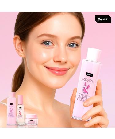 b.pure Glow Up Renewing Skin Care Gift Set - 1 Toner 2 Renewing Serums 1 Moisturizer - Hyaluronic Acid Niacinamide and Watermelon Extract Kit - Buy Online on GoSupps.com