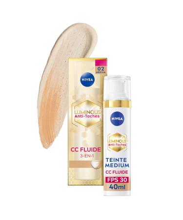 NIVEA Luminous 630 CC SPF30 Medium Tint (1 x 40 ml), CC Unified Face Cream, Blemish Covering Foundation, Tinted Face Care Anti-Aging Corrector Spot Reducer