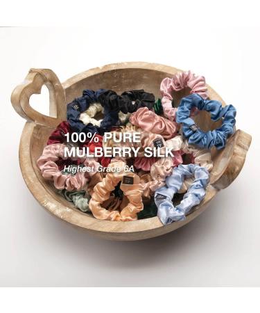 BasicSense Luxurious Mulberry Silk Hair Scrunchies - Set of 3 Skinny Large Scrunchies in Purple Assortment - Buy Online on GoSupps.com