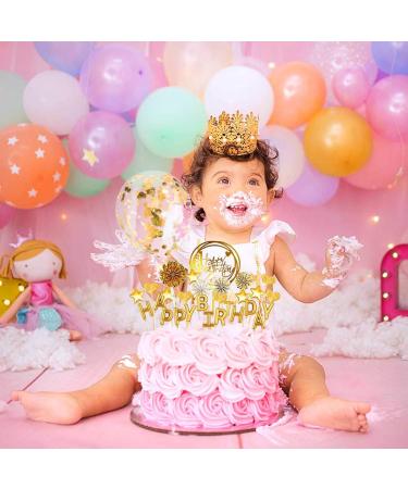 livhil Birthday Cake Topper Set Happy Birthday Cupcake Topper Letters Cake Candles Toppers Confetti Balloon Stars Hearts Birthday Hat & Fan Cupcake Toppers Birthday Cake Decoration Supplies (Gold) - Buy Online on GoSupps.com