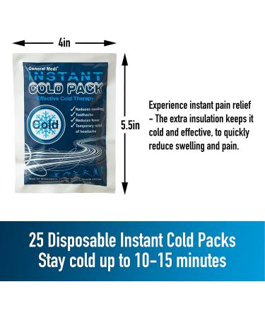 Disposable Ice Cold Packs - 25 Pack (4x 5.5) for Pain Relief, Swelling, and Inflammation - Ideal for Athletes and Outdoor Activities - Buy Online on GoSupps.com