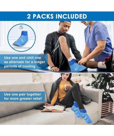 ComfiTECH Foot Ice Pack Wrap- Swollen Feet and Ankle Relief - Plantar Fasciitis, Achilles Tendonitis - 2 Pack-Large Blue - Buy Online on GoSupps.com