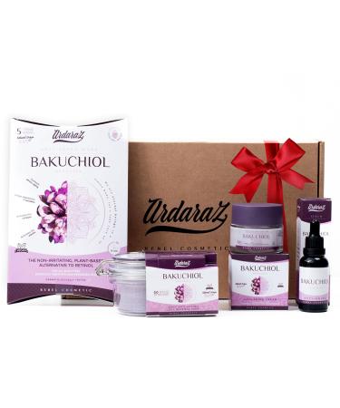 Anti-Wrinkle Kit with Bakuchiol and Niacinamide. Original gift set for women with Exfoliating Discs Serum Cream 5 Masks