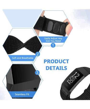 AVOD Nylon Watch Bands for Fitbit Charge 4/3/SE - Soft Breathable Replacement Strap in Dark Black - Buy Online on GoSupps.com