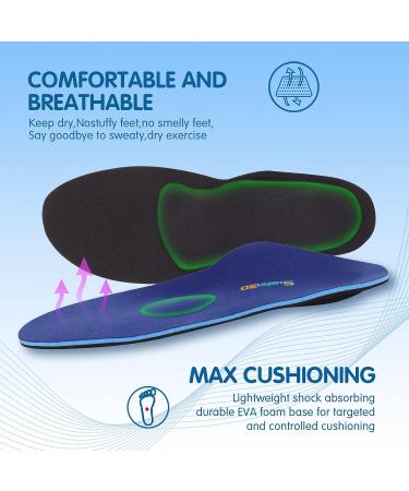 Sushn3D Plantar Fasciitis Insoles - Heavy Duty Arch Support Inserts for Men Women 210+ lbs - Shock Absorption Running Athletic Insoles - Deep Blue Men 10-10 1/2, Women 12-12 1/2 - Buy Online on GoSupps.com
