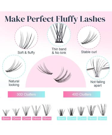 Lash Extension Kit 280Pcs | Mixed 8-16mm Eyelashes with Bond Seal & Applicator | I Slay 30D 40D | Natural Lash Clusters for Stunning Volume - Buy Online on GoSupps.com