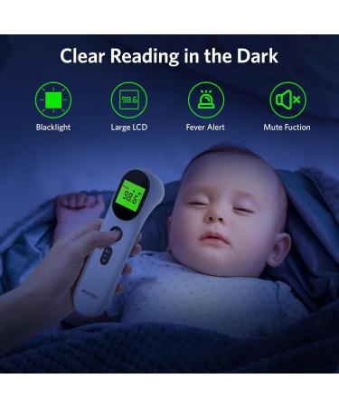 BESTEK No Touch Forehead Thermometer - Digital Infrared Thermometer for Adults & Kids | Large LCD Screen Fever Alarm & 3-Color Indicator - Buy Online on GoSupps.com