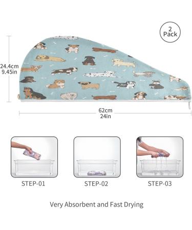Buy Cute Puppy Dry Hair Cap Set - 2 Piece Quick Drying Towels & Button Headband | Super Absorbent & Comfortable for Faster Drying - Buy Online on GoSupps.com