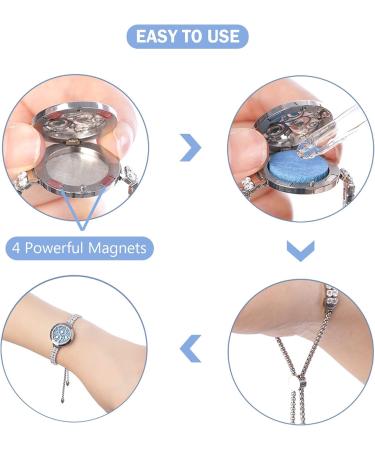 Essential Oil Diffuser Bracelet Set for Women - Aromatherapy Jewelry with 12 Refill Pads - Gift for Mom, Daughter, Girlfriend - Adjustable - Silver - Buy Online on GoSupps.com